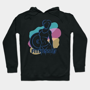 Colored Fitness Emblem with Athletic Woman Hoodie